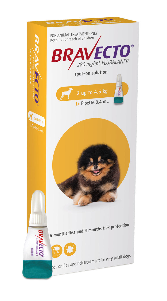 Bravecto for X-Small Dog Flea Treatment 2-4.5kg Chew Spot on