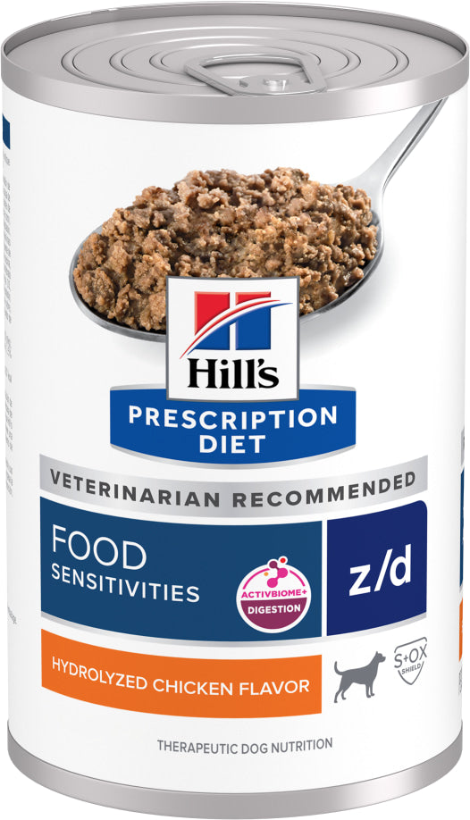 Hills pr adult dog z/d food sensitivities 370g can