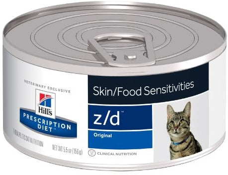 Hills pres adult cat z/d food sensitivity 156g can