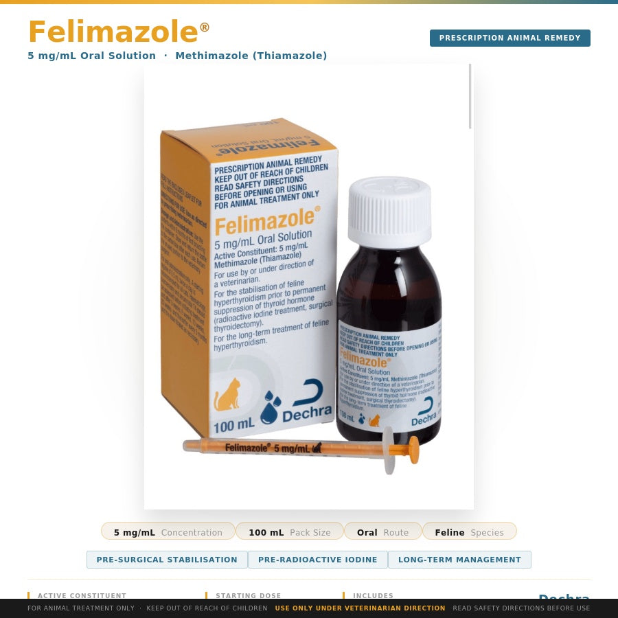 Felimazole 5mg/ml Oral Solution for Cats 100ml